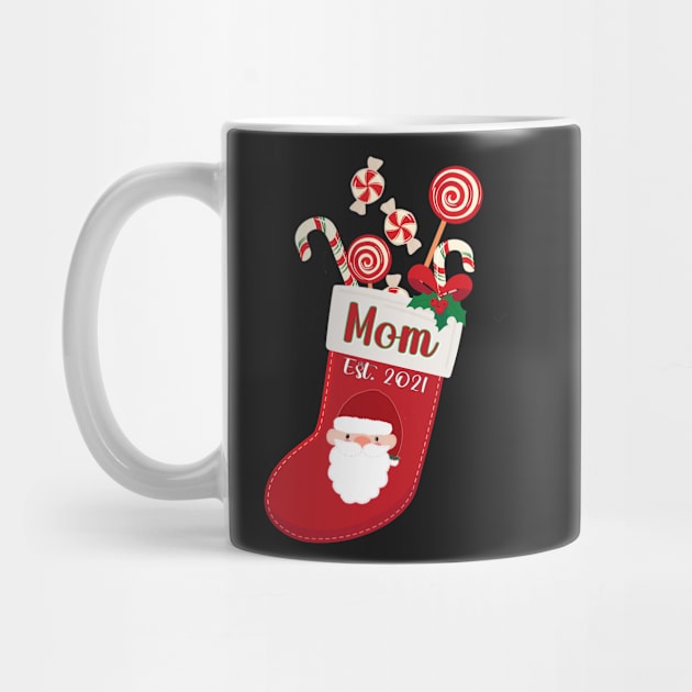 FIRST CHRISTMAS AS A MOM QUOTE DESIGN MAKES A CUTE SHIRT, MUG, GREETING CARD by KathyNoNoise